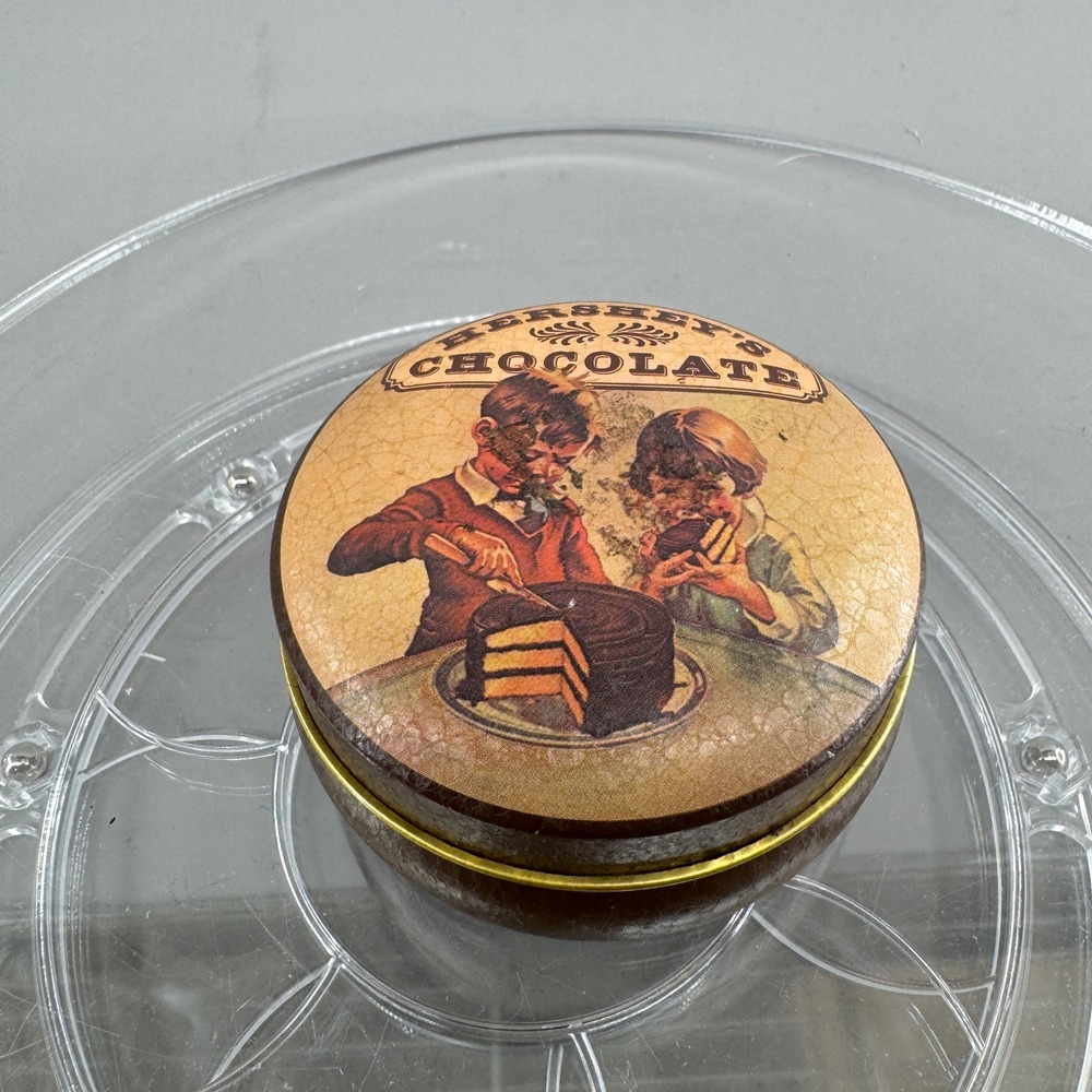 Hershey's Chocolate Vintage 1982 Round Metal Collectible Tin Made in England